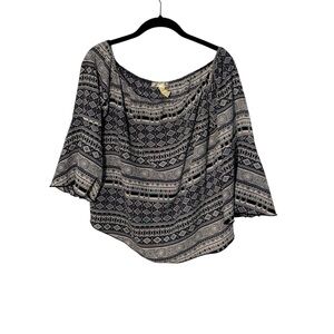 Banana Lemon Blue Geometric Printed Top Size Large